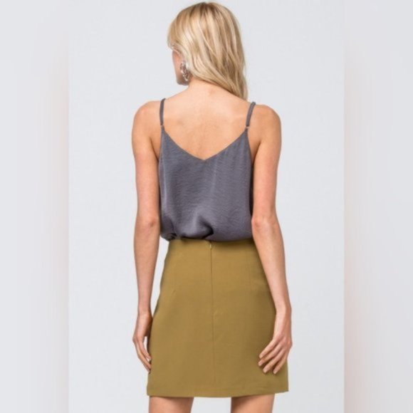 Entro Robin High Waist Lace Up Mini Skirt Olive Green Lined New Night Out Small - Picture 9 of 15